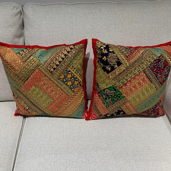 2 EXOTIC BREATHTAKING ETHNIC HOME DÉCOR SARI THROW ACCENT PILLOW CUSHION COVER - Picture 7 of 13